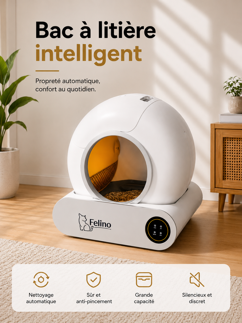 Litière Automatique Connectée Pour Chat