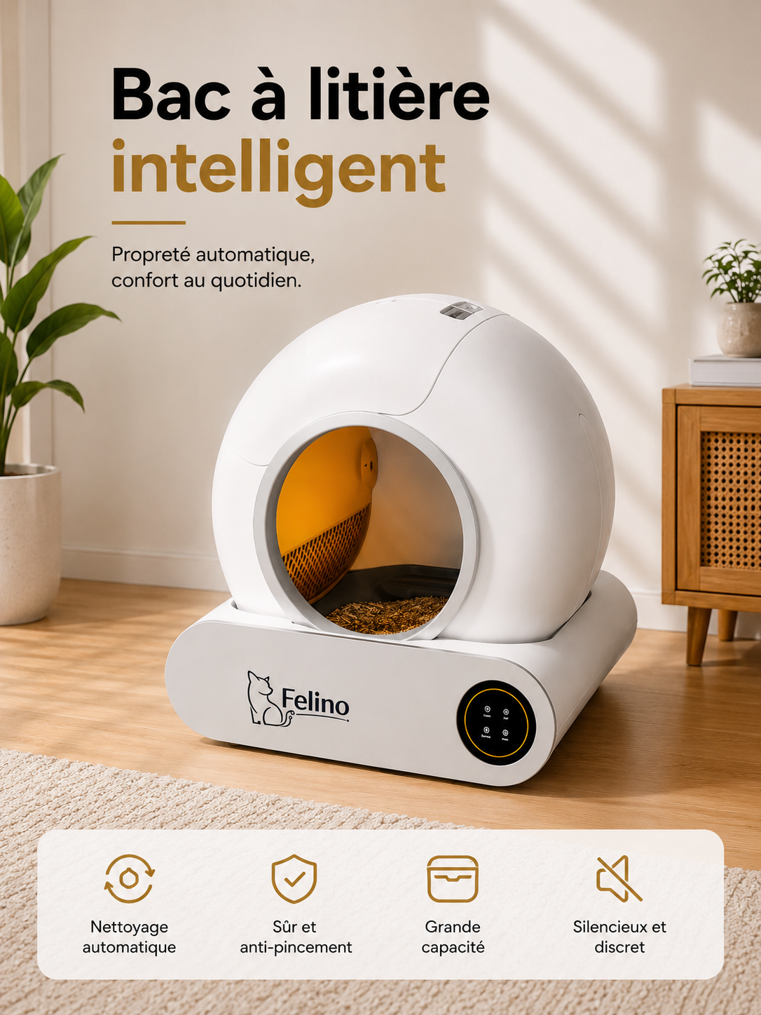 Litière Automatique Connectée Pour Chat